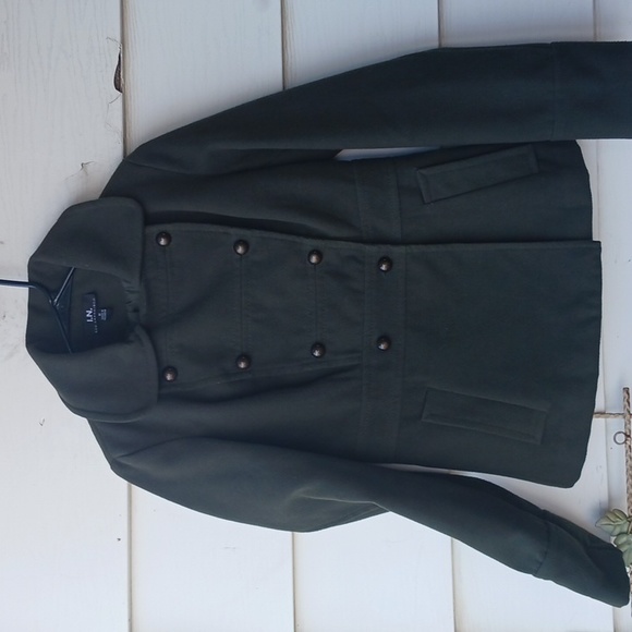 I.N. San Francisco militant green double buttoned jacket coat womens size medium - Picture 1 of 13